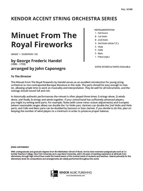 Minuet From The Royal Fireworks (Score)