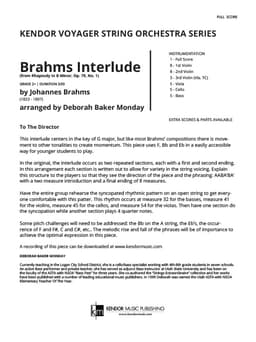 Brahms Interlude (from Rhapsody In B Minor, Op. 79, No. 1) (Score)