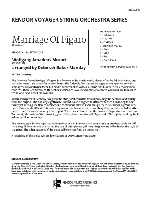 Marriage Of Figaro (Overture) (Score)