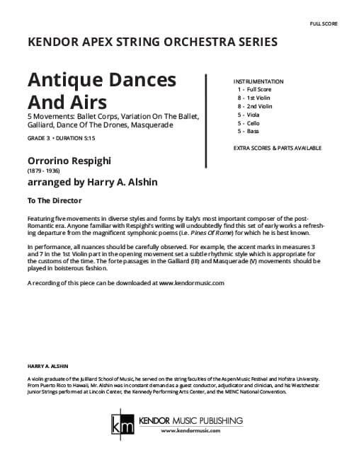 Antique Dances And Airs (Score)