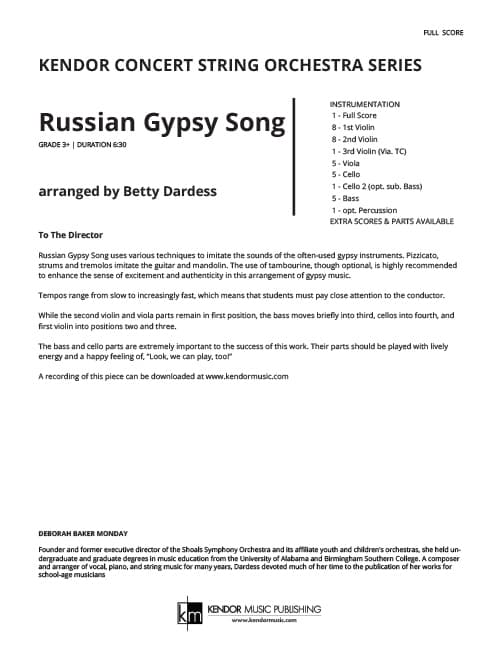 Russian Gypsy Song (Score)