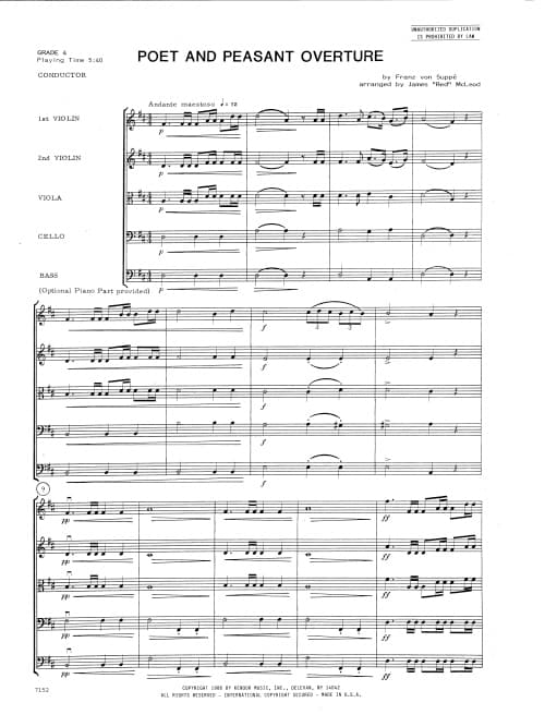Poet And Peasant Overture (Score)