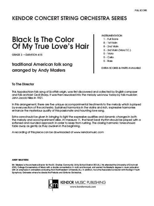 Black Is The Color Of My True Love's Hair (Score)