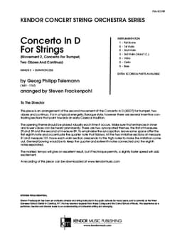 Concerto In D For Strings (Movement 2, Concerto For Trumpet, Two Oboes And Continuo) (Score)