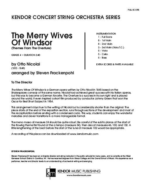 Merry Wives Of Windsor, The (Themes From The Overture) (Score)