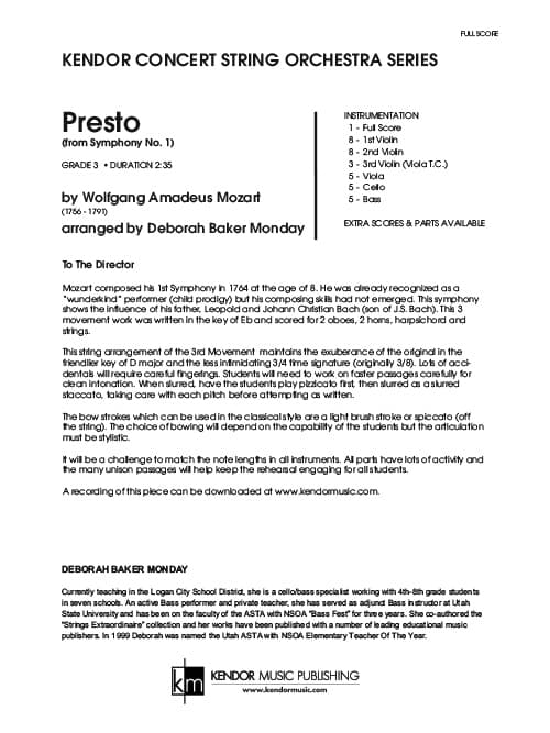Presto (from Symphony No. 1) (Score)