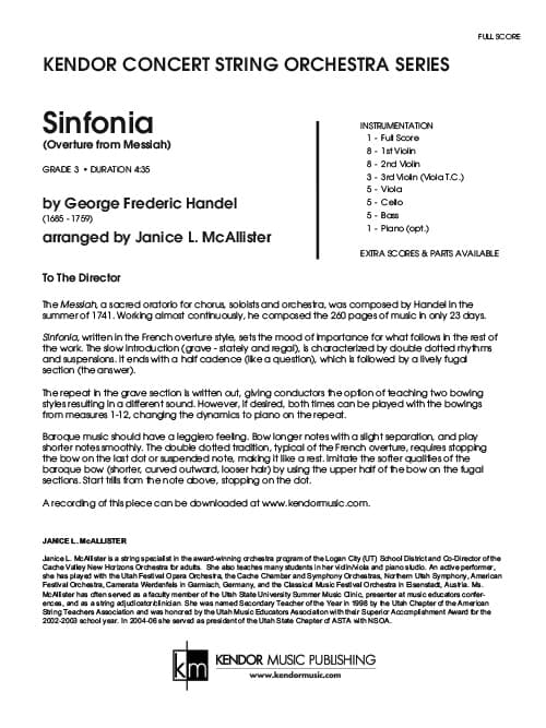 Sinfonia (Overture from Messiah) (Score)