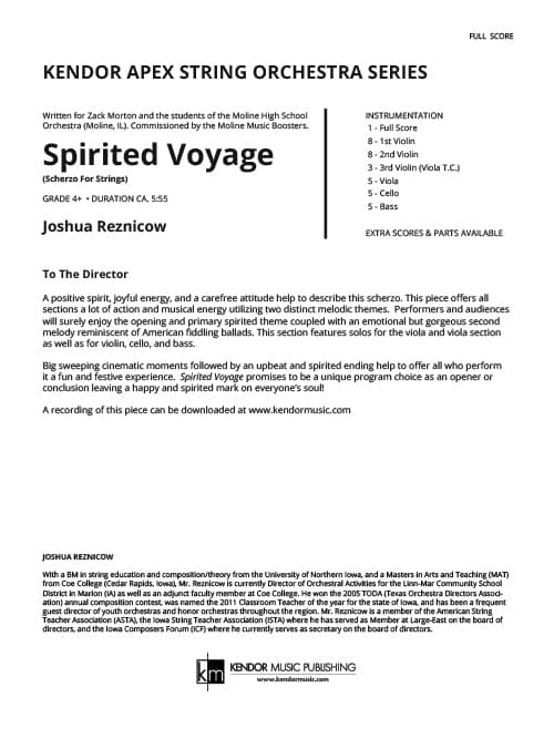 Spirited Voyage (Scherzo For Strings) (Score)