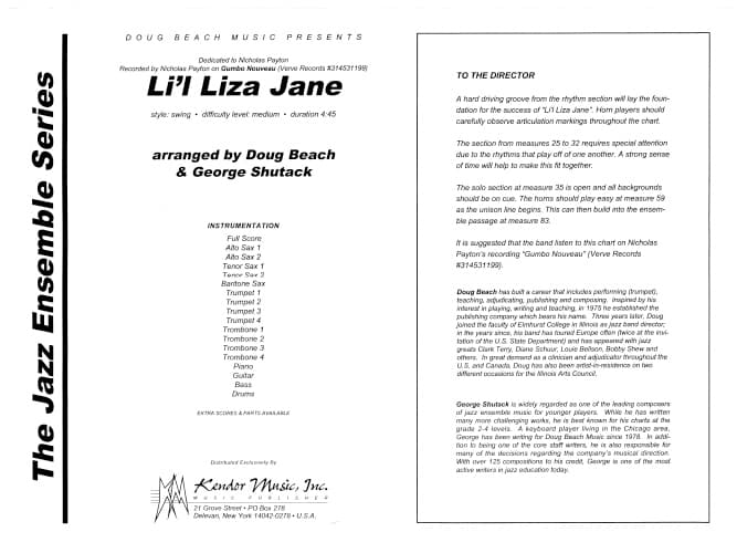Li'l Liza Jane (Score)