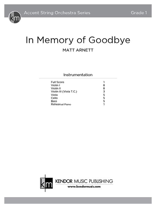 In Memory of Goodbye (Score)